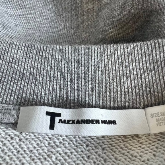 T by Alexander Wang Women Size Small Gray Crop Cutout Back Tie Sweatshirt - Picture 3 of 6